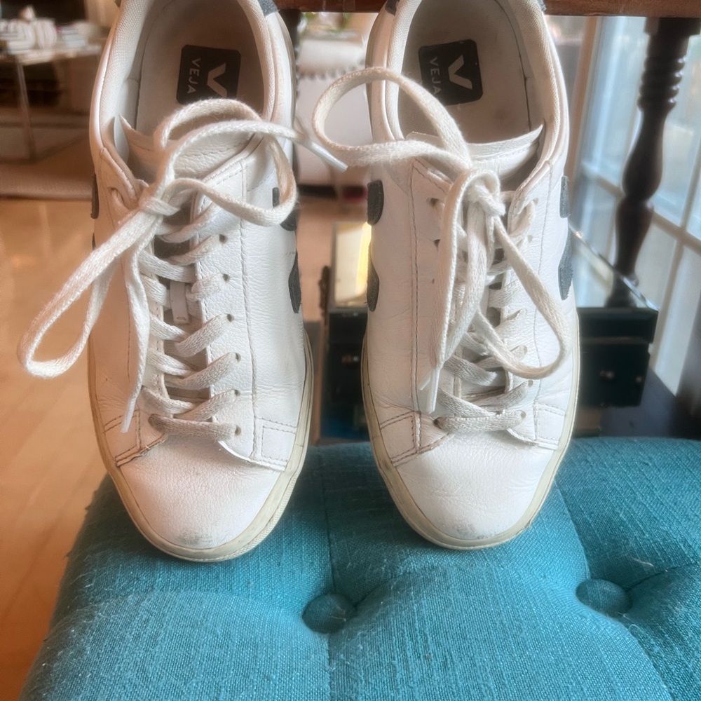 Veja White and Black Athletic Shoes